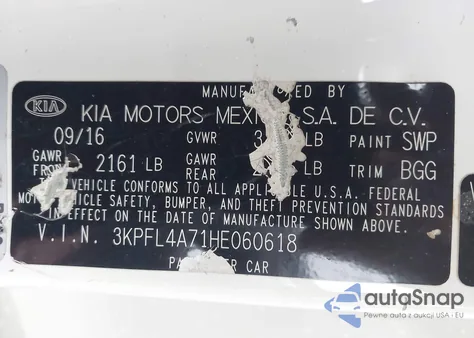 2017 Kia Forte Lx/S from USA, damaged, VIN 3KPFL4A71HE060618